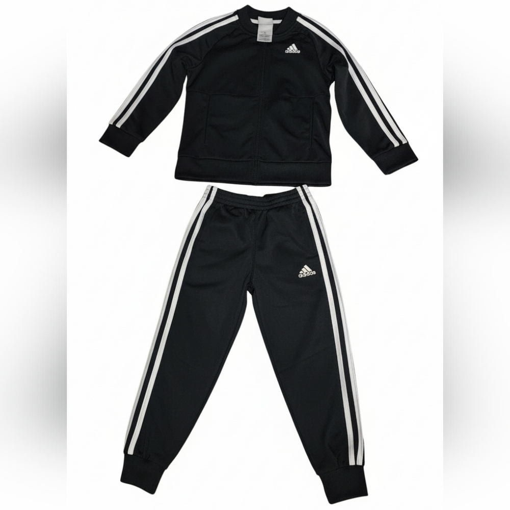 Adidas Black and White Athletic Set Track Suit Kids Unisex US5
